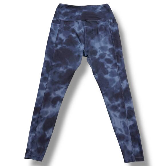 Danskin Now Womens Athletic Leggings Acid Wash Tie Dye Blue Pockets Medium - Picture 4 of 8